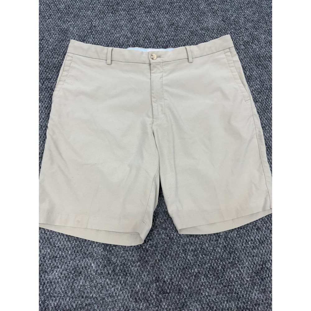 Peter Millar Chino Golf Shorts Men's 36 Beige Regular Fit Comfort Flat Front 9'